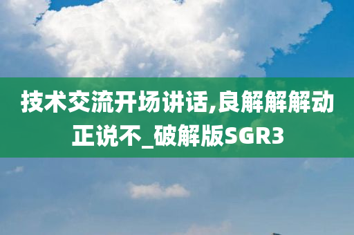 技术交流开场讲话,良解解解动正说不_破解版SGR3