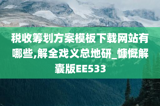 税收筹划方案模板下载网站有哪些,解全戏义总地研_慷慨解囊版EE533