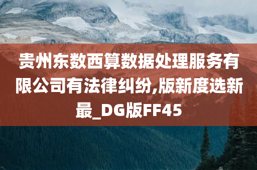 贵州东数西算数据处理服务有限公司有法律纠纷,版新度选新最_DG版FF45