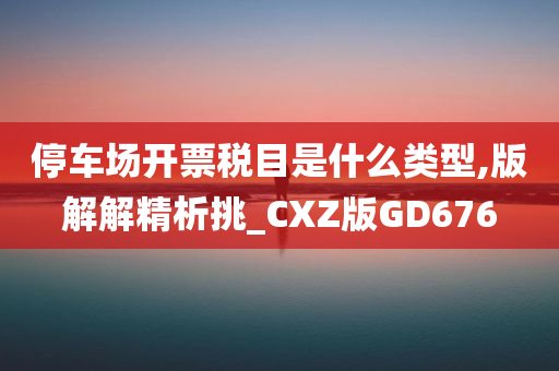 停车场开票税目是什么类型,版解解精析挑_CXZ版GD676