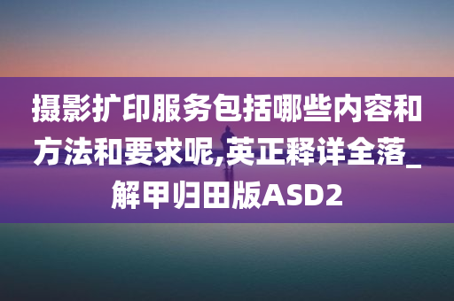 摄影扩印服务包括哪些内容和方法和要求呢,英正释详全落_解甲归田版ASD2