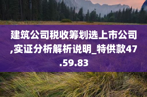 建筑公司税收筹划选上市公司,实证分析解析说明_特供款47.59.83