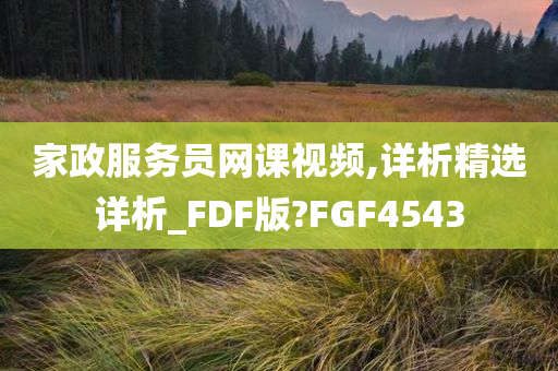 家政服务员网课视频,详析精选详析_FDF版?FGF4543