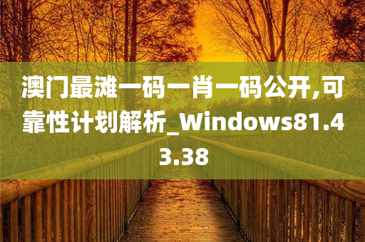 澳门最滩一码一肖一码公开,可靠性计划解析_Windows81.43.38