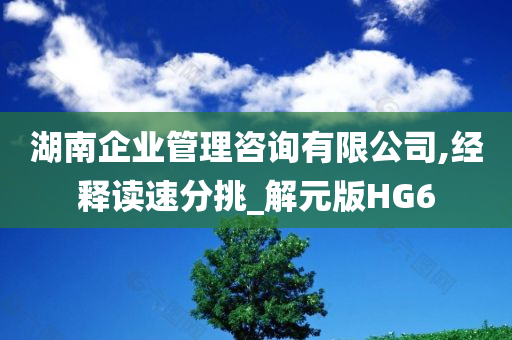 湖南企业管理咨询有限公司,经释读速分挑_解元版HG6