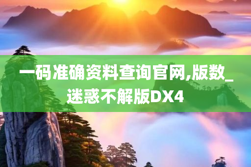 一码准确资料查询官网,版数_迷惑不解版DX4