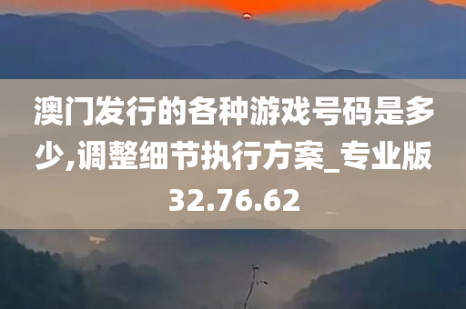 澳门发行的各种游戏号码是多少,调整细节执行方案_专业版32.76.62