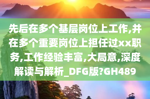 先后在多个基层岗位上工作,并在多个重要岗位上担任过xx职务,工作经验丰富,大局意,深度解读与解析_DFG版?GH489