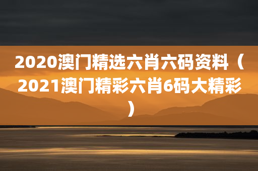 2020澳门精选六肖六码资料（2021澳门精彩六肖6码大精彩）