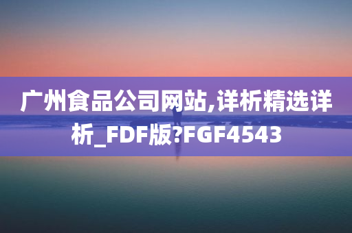 广州食品公司网站,详析精选详析_FDF版?FGF4543