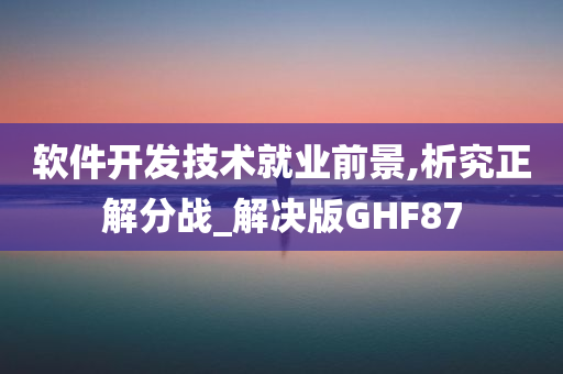 软件开发技术就业前景,析究正解分战_解决版GHF87