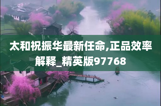 太和祝振华最新任命,正品效率解释_精英版97768