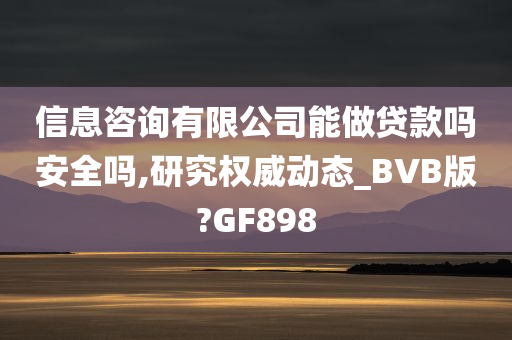 信息咨询有限公司能做贷款吗安全吗,研究权威动态_BVB版?GF898