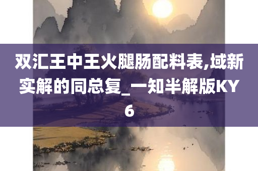 双汇王中王火腿肠配料表,域新实解的同总复_一知半解版KY6