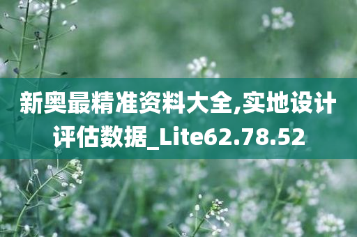 新奥最精准资料大全,实地设计评估数据_Lite62.78.52