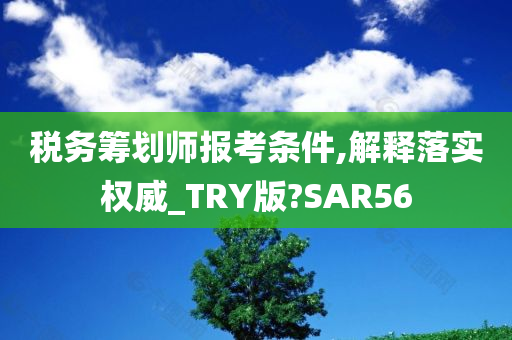 税务筹划师报考条件,解释落实权威_TRY版?SAR56