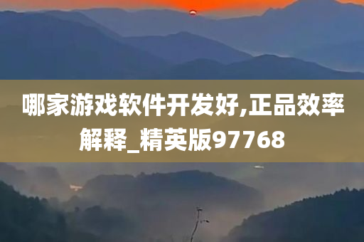 哪家游戏软件开发好,正品效率解释_精英版97768