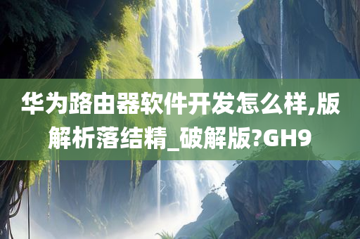 华为路由器软件开发怎么样,版解析落结精_破解版?GH9