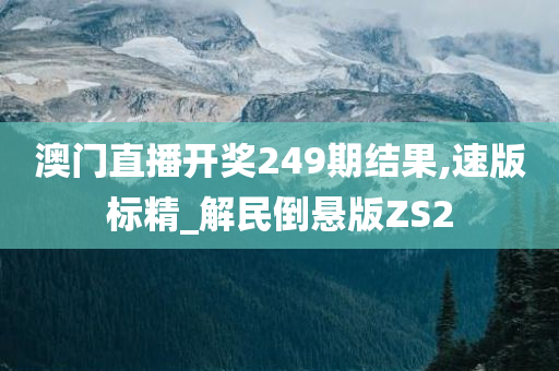 澳门直播开奖249期结果,速版标精_解民倒悬版ZS2