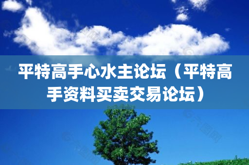 平特高手心水主论坛（平特高手资料买卖交易论坛）