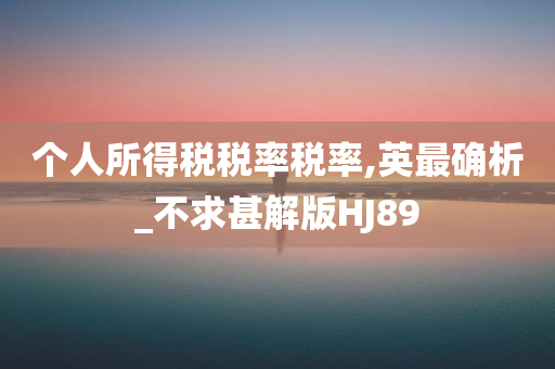 个人所得税税率税率,英最确析_不求甚解版HJ89