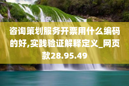 咨询策划服务开票用什么编码的好,实践验证解释定义_网页款28.95.49