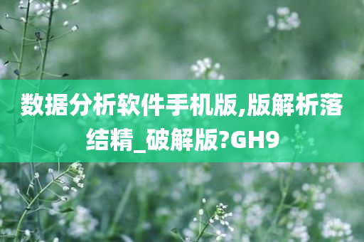 数据分析软件手机版,版解析落结精_破解版?GH9