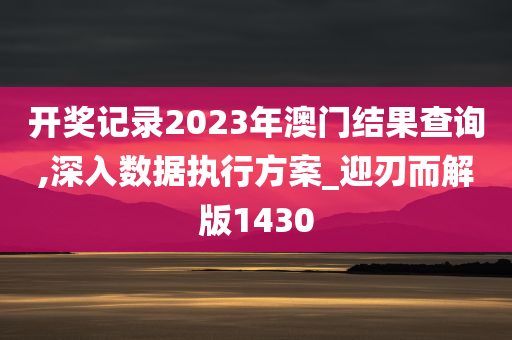 开奖记录2023年澳门结果查询,深入数据执行方案_迎刃而解版1430