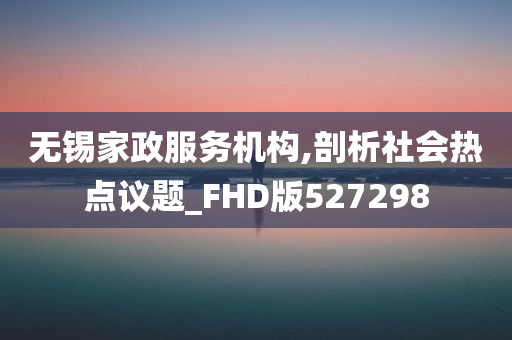 无锡家政服务机构,剖析社会热点议题_FHD版527298