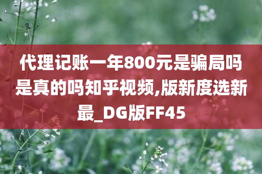 代理记账一年800元是骗局吗是真的吗知乎视频,版新度选新最_DG版FF45