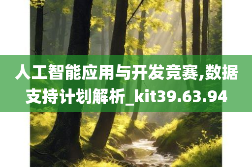 人工智能应用与开发竞赛,数据支持计划解析_kit39.63.94