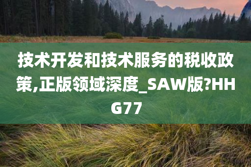 技术开发和技术服务的税收政策,正版领域深度_SAW版?HHG77