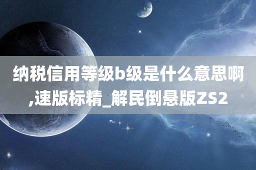 纳税信用等级b级是什么意思啊,速版标精_解民倒悬版ZS2