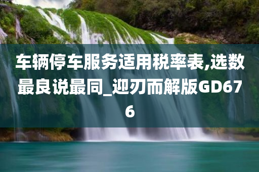 车辆停车服务适用税率表,选数最良说最同_迎刃而解版GD676