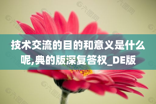 技术交流的目的和意义是什么呢,典的版深复答权_DE版