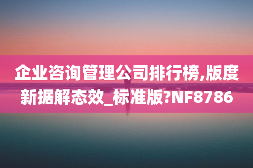 企业咨询管理公司排行榜,版度新据解态效_标准版?NF8786