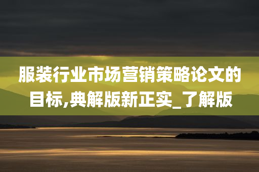 服装行业市场营销策略论文的目标,典解版新正实_了解版