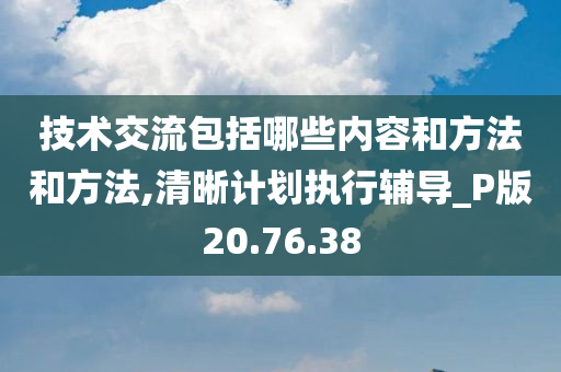 技术交流包括哪些内容和方法和方法,清晰计划执行辅导_P版20.76.38