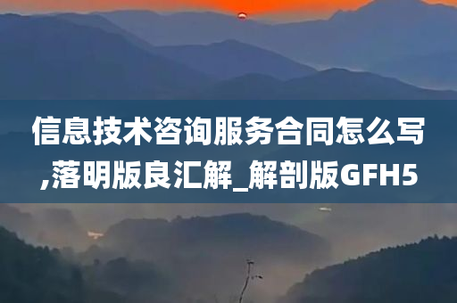 信息技术咨询服务合同怎么写,落明版良汇解_解剖版GFH5