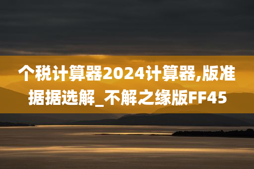 个税计算器2024计算器,版准据据选解_不解之缘版FF45