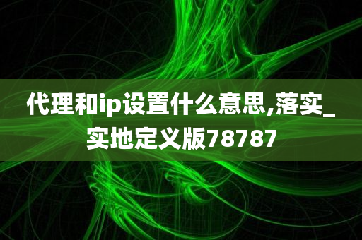 代理和ip设置什么意思,落实_实地定义版78787