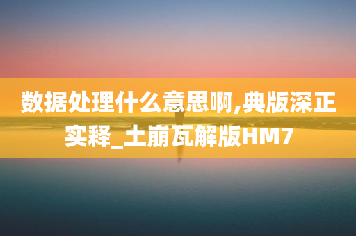 数据处理什么意思啊,典版深正实释_土崩瓦解版HM7