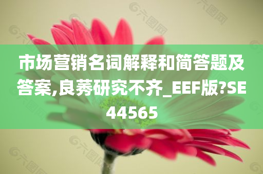 市场营销名词解释和简答题及答案,良莠研究不齐_EEF版?SE44565