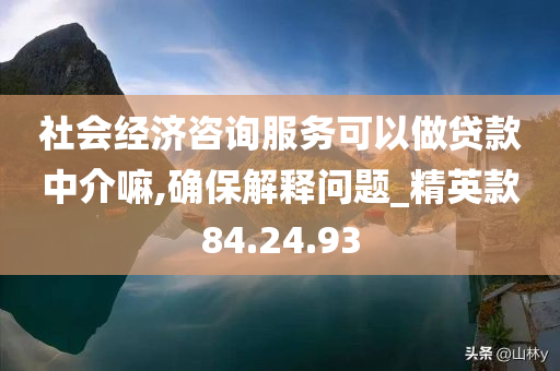 社会经济咨询服务可以做贷款中介嘛,确保解释问题_精英款84.24.93