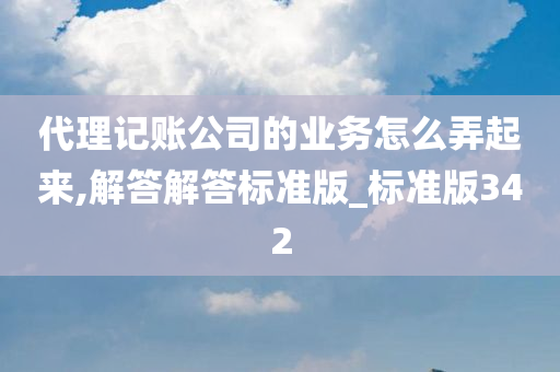 代理记账公司的业务怎么弄起来,解答解答标准版_标准版342