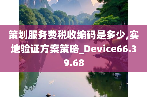 策划服务费税收编码是多少,实地验证方案策略_Device66.39.68