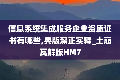 信息系统集成服务企业资质证书有哪些,典版深正实释_土崩瓦解版HM7